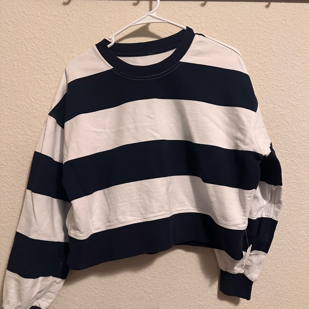 lululemon athletica Navy and White Striped Sweater